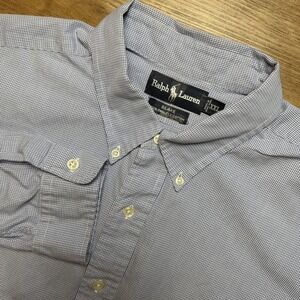 Ralph Lauren Shirt Mens 2XL Blue Gingham Check Long Sleeve Button Down Business